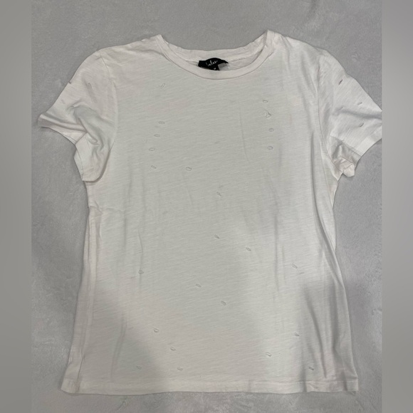 Lulu's Distressed White Tee - Picture 4 of 10